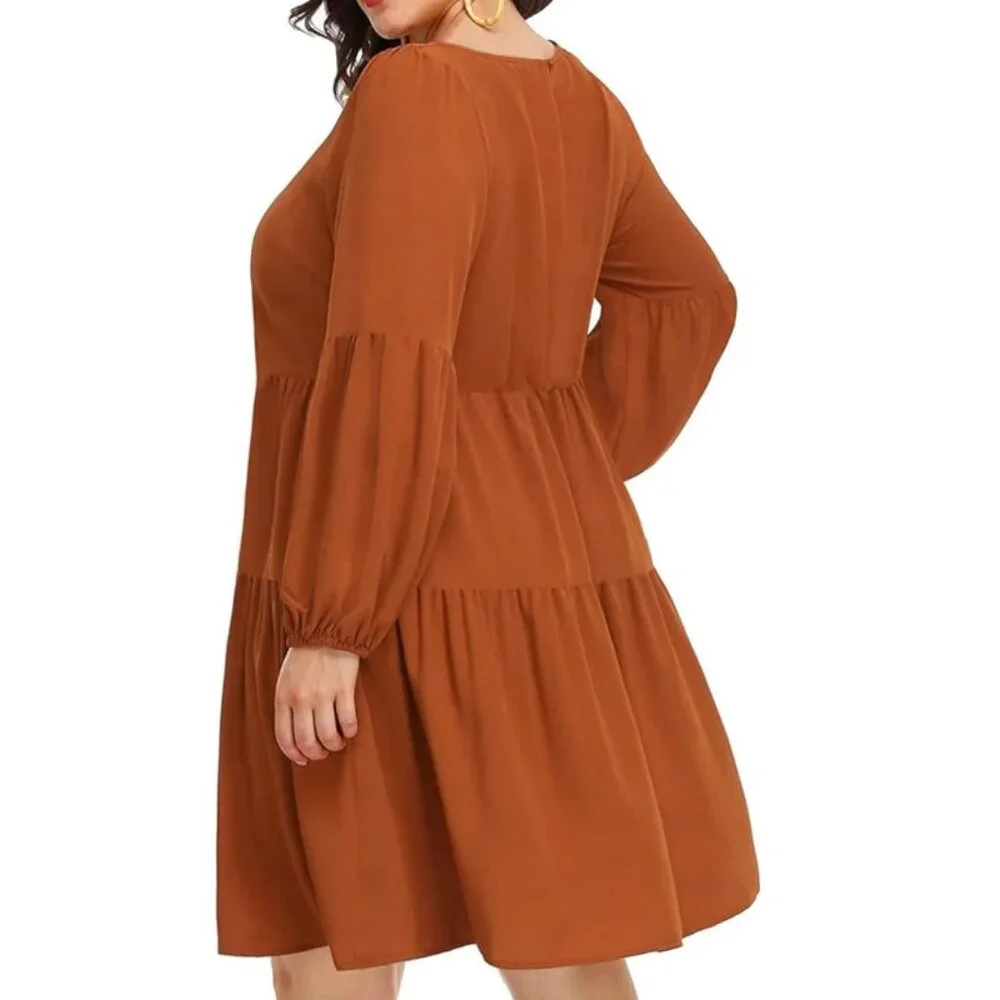 NWT Pinup Fashion Long Sleeve Babydoll Tunic Tiered Dress 18W